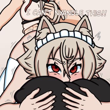 2girls altmark cat_girl doggystyle eris_greyrat hugging_object implied_futanari maid_headdress multiple_girls mushoku_tensei pillow pillow_hug rinia_dedoldia sex_from_behind