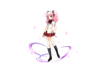 Rule 34 | 1girl, black socks, bow, choukou (alicesoft), choukou sennin haruka, full body, hair ribbon, hand on own hip, kneehighs, long hair, looking at viewer, official art, onigirikun, open mouth, otogi frontier, pink hair, pleated skirt, ribbon, school uniform, second-party source, shihoudou narika, shoes, skirt, socks, solo, tachi-e, transparent background, twintails, variant set, yellow eyes