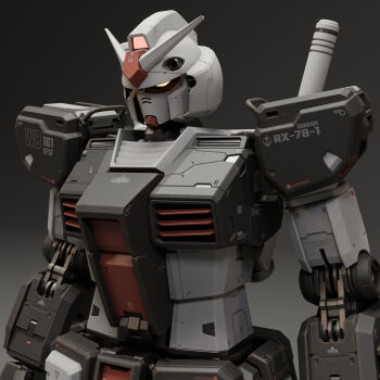 3d absurdres blender_(medium) color_variation commentary earth_federation_space_forces emblem english_commentary gradient_background gun gundam gundam_msv highres machine_gun machinery mecha mecha_focus mjeff mobile_suit mobile_suit_gundam no_humans prototype_gundam realistic robot roundel rx-78-1_gundam_local_type science_fiction upper_body v-fin weapon yellow_eyes