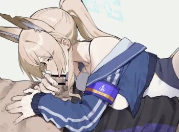 1boy 1girl animal_ear_fluff animal_ears animated bar_censor blonde_hair blue_archive blue_halo breasts censored commentary deepthroat english_commentary extra_ears fellatio halo hetero kanna_(blue_archive) kanna_(swimsuit)_(blue_archive) large_breasts long_hair lonklink male_pubic_hair nyudachl official_alternate_costume official_alternate_hairstyle one-piece_swimsuit ono_2608 oral penis ponytail pubic_hair sound swimsuit tagme video white_one-piece_swimsuit