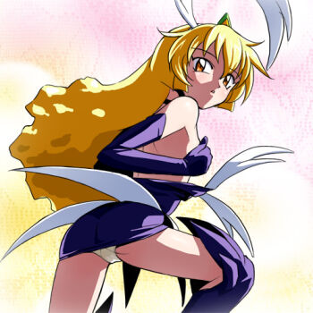 1990s_(style) 1girl boots elbow_gloves female_focus gloves haruyama_kazunori leg_lift lowres mahou_shoujo_pretty_sammy panties pantyshot pixy_misa pretty_sammy retro_artstyle solo thigh_boots thighhighs topless_female underwear upskirt white_panties