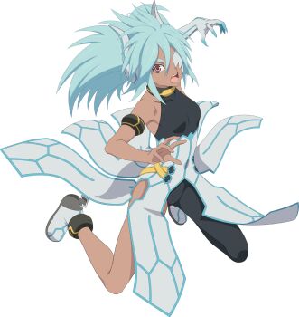 Rule 34 | 1girl, aqua hair, aqua trim, armband, artist request, black bodysuit, bodysuit, breasts, celsius (tales), claws, collarbone, commentary, dark skin, full body, game cg, highres, long hair, looking at viewer, official art, one eye covered, open mouth, pink eyes, shoes, simple background, small breasts, solo, tales of (series), tales of asteria, tales of xillia, teeth, third-party source, transparent background, white shoes