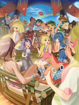 6+boys 6+girls :3 :d acerola_(pokemon) arm_behind_head arm_rest arm_up armpits ash_ketchum ass bare_arms bare_shoulders baseball_cap black_dress black_eyes black_hair black_hoodie black_pantyhose blonde_hair blue_hair blue_one-piece_swimsuit blue_shirt blue_shoes blue_shorts blue_skirt blue_sky blush blush_stickers boots braid breasts bright_pupils brown_eyes cleavage clenched_hand closed_eyes cloud coat commentary_request cropped_shirt crossed_legs cup dark-skinned_female dark-skinned_male dark_skin day dot_nose double_v dress earrings facepaint falling_petals flower from_behind gen_4_pokemon gladion_(pokemon) green-framed_eyewear green_eyes green_hair green_nails grey_hair grey_overalls grey_shirt grey_shorts grin hair_flower hair_ornament half-closed_eyes hand_on_another&#039;s_shoulder hand_on_own_chin hand_on_own_hip hand_up hands_up happy hat hau_(pokemon) headband highres holding holding_cup hood hoodie jewelry kiawe_(pokemon) kinocopro kneeling lab_coat lana_(pokemon) legs_apart lillie_(pokemon) long_hair looking_at_another looking_at_viewer low_twintails lusamine_(pokemon) mallow_(pokemon) medium_breasts medium_dress medium_hair mina_(pokemon) multicolored_hair multiple_boys multiple_girls muscular muscular_male necklace nintendo no_sclera olivia_(pokemon) one-piece_swimsuit one_eye_closed open_clothes open_coat open_mouth orange_hair outdoors overalls pantyhose petals pink_dress pink_flower pink_hair pink_lips pink_shorts pokemon pokemon_(anime) pokemon_sm_(anime) ponytail professor_burnet professor_kukui purple_hair purple_shirt red_hair red_hat red_shorts rotom rotom_dex samson_oak shirt shoes short_hair short_ponytail short_sleeves shorts sitting skirt sky sleeveless sleeveless_dress sleeveless_shirt small_breasts smile sophocles_(pokemon) standing straight_hair striped_clothes striped_shirt stroking_own_chin swimsuit swimsuit_under_clothes t-shirt teeth thumbs_up topknot topless_male tsurime twin_braids twintails two-tone_hair unworn_hat unworn_headwear upper_teeth_only v v-shaped_eyebrows white_boots white_coat white_dress white_hat white_pupils white_shirt wristband