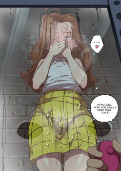 ... 1girl alternate_hairstyle bare_shoulders blue_eyes blurry blurry_foreground blush breasts breath brick_wall brown_hair collared_shirt constricted_pupils controller covering_own_mouth cowboy_shot discreet_vibrator embarrassed english_text female_focus forehead glass hair_down half-closed_eyes hands_up heart holding holding_remote_control indoors jcm2 loli long_hair looking_down luan_loud male_hand messy_hair miniskirt nose_blush own_hands_together pencil_skirt pov pussy_juice pussy_juice_trail remote_control remote_control_vibrator running_bond sex_toy shiny_skin shirt shirt_tucked_in silence_of_the_lambs skirt sleeveless sleeveless_shirt small_breasts solo_focus speech_bubble spoken_ellipsis spoken_heart standing sweat talking the_loud_house vibrator vibrator_under_clothes wet wet_clothes white_shirt window wireless_sex_toy_controller yellow_skirt