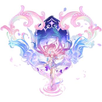 1girl armlet bare_shoulders bracelet breasts bridal_veil cyrene_(honkai:_star_rail) cyrene_(ripples_of_past_reverie)_(honkai:_star_rail) detached_sleeves diamond-shaped_pupils diamond_(shape) dress flower full_body hair_flower hair_intakes hair_ornament halo highres honkai:_star_rail honkai_(series) jewelry large_breasts layered_dress long_hair mem_(honkai:_star_rail) multicolored_hair official_art pink_hair pointy_ears purple_eyes ring rose smile symbol-shaped_pupils third-party_source transparent_background two-tone_hair veil very_long_hair wedding_ring white_dress white_flower white_hair white_halo white_rose