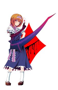 1girl absurdres ace_(playing_card) ace_of_diamonds alice_margatroid blue_dress bois_de_justice brown_shoes capelet card closed_mouth commentary_request cookie_(touhou) diamond_(shape) dies_irae dress frilled_hairband frills full_body hairband highres hinase_(cookie) holding holding_card loafers looking_at_viewer nabezoko_(nicovideo128130479) neckerchief orange_hair pink_hairband pink_neckerchief playing_card raised_inner_eyebrows red_eyes shinza_bansho_series shoes short_hair simple_background socks solo standing touhou transparent_background white_capelet white_socks