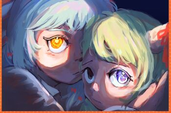 Rule 34 | 2girls, blue eyes, ex-keine, fujiwara no mokou, green hair, hair ornament, highres, horns, hug, kamishirasawa keine, molly yancey, multiple girls, touhou