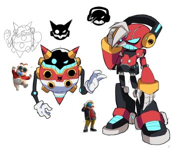 2boys baby blue_eyes cyberlord1109 dr._babble dr._don&#039;t dr._eggman fins full_body head_fins highres joints mecha mechanization multiple_boys non-humanoid_robot redesign robot robot_joints short_hair sonic_(series) sonic_prime very_short_hair