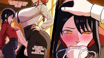1futa 1girl age_difference animated black_hair blush breasts chainsaw_man clothed_sex divine_wine_(vampiranhya) english_text fellatio futa_with_female futanari huge_breasts huge_penis makima_(chainsaw_man) nayuta_(chainsaw_man) open_mouth oral orange_eyes penis pov size_difference small_breasts sound spitroast surprised veins veiny_penis video