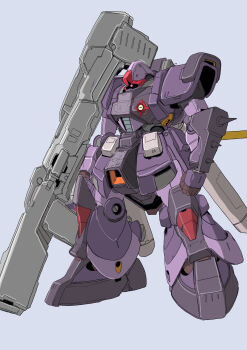 absurdres arm_spikes bazooka_(gundam) beam_cannon colored_lineart gundam gundam_ms-x highres kuroneko_koubou machinery mecha mecha_focus mobile_suit no_humans one-eyed original pezun_dwadge purple_background redesign robot science_fiction sketch zeon