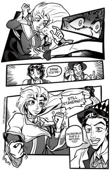 1girl 2boys comic couple english_text erina_pendleton hamon highres husband_and_wife jojo_no_kimyou_na_bouken jonathan_joestar master_and_apprentice master_and_pupil multiple_boys speech_bubble will_anthonio_zeppeli