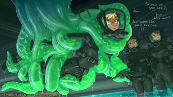 bodysuit bsfs commander_rab(layer_industries) diving_mask diving_suit gloves goggles groping janine_flores latex latex_bodysuit latex_gloves tagme tentacles