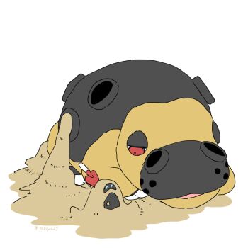 Rule 34 | 1boy, 1other, animal focus, artist request, gen 4 pokemon, gen 7 pokemon, hippowdon, hippowdon (male), nintendo, no humans, pokemon, pokemon (creature), pokemon focus, sand, sand castle, sand sculpture, sandygast, teeth