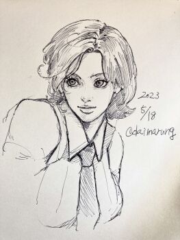 1girl breasts daimaru_(s29y2c) daimarung female_focus formal_clothes huge_breasts large_breasts shirt short_hair the_king_of_fighters thick_lips vanessa_(kof) white_shirt