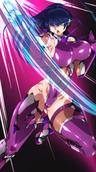 1girl blue_hair breasts huge_breasts igawa_asagi long_hair solo taimanin_(series) taimanin_asagi