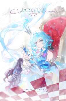 Rule 34 | 2girls, absurdres, aijiang013, black hair, blue dress, blue eyes, blue hair, cerydra (honkai: star rail), chess piece, chessboard, chinese commentary, commentary request, crown, dress, highres, holding, holding chess piece, honkai: star rail, honkai (series), hysilens (honkai: star rail), long hair, multiple girls, queen (chess), sitting on throne, throne, very long hair