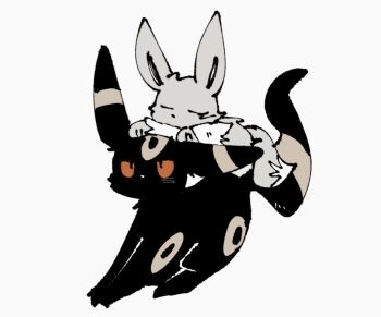 Rule 34 | animal focus, black fur, closed eyes, eevee, gen 1 pokemon, gen 2 pokemon, grey fur, lying on another, lying on pokemon, nintendo, no humans, pokemon, pokemon (creature), pokemon focus, simple background, sketch, umbreon, white background, zugvogel 0525