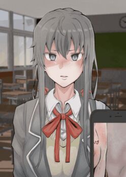 1boy 1girl aftersex animated animated_gif before_and_after body_writing breasts classroom cum fake_phone_screenshot fake_screenshot lockheart4545 lowres netorare nipples penis penis_on_face penis_over_eyes phone photo_comparison solo_focus tongue tongue_out x-ray x-ray_vision yahari_ore_no_seishun_lovecome_wa_machigatteiru. yukinoshita_yukino