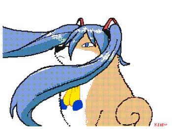 ameno_(song) animal_focus animated animated_gif border closed_mouth dog doge emoji flipnote_studio_(medium) floating_hair fusion hatsune_miku keke_(kokorokeke) lowres meme no_humans original praying shiba_inu signature simple_background solo vocaloid white_background white_border