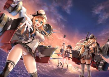 10s 5girls anchor_hair_ornament armor bare_shoulders beret bismarck_(kancolle) blonde_hair breastplate breasts brown_hair detached_sleeves dress garrison_cap gloves green_eyes grey_legwear hair_ornament hat kantai_collection kriegsmarine large_breasts long_hair looking_at_viewer machinery military military_hat military_uniform multiple_girls panties partially_visible_vulva peaked_cap prinz_eugen_(kancolle) sailor_collar sailor_dress sailor_hat ship_turret short_hair silver_hair thighhighs torn_clothes torn_panties torpedo twintails u-511_(kancolle) uguisu_kagura underwear white_gloves z1_leberecht_maass_(kancolle) z3_max_schultz_(kancolle)