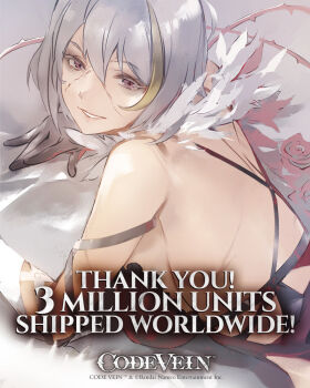 1girl back backless_outfit breasts code_vein eva_roux highres large_breasts namco official_art sideboob smile solo