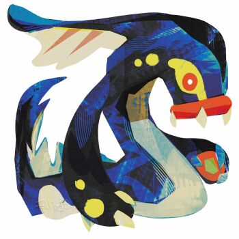 andewitt colored_sclera eel eelektross fangs fish full_body gen_5_pokemon highres lamprey nintendo no_humans pokemon pokemon_(creature) pokemon_focus red_sclera simple_background solo white_background