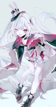 Rule 34 | 1girl, absurdres, bell, black boots, black gloves, black hat, boots, cellphone, commentary, diamond (shape), diamond facial mark, facial mark, frilled sailor collar, frills, gloves, grey background, hat, hat ornament, heart, heart facial mark, highres, holding, holding phone, honkai: star rail, honkai (series), jingle bell, leaning forward, lil3ef, long hair, long sleeves, looking at viewer, mini hat, mini top hat, nail polish, one eye closed, open mouth, phone, pink eyes, rabbit hat ornament, red nails, red sailor collar, red shirt, sailor collar, shadow, shirt, simple background, single glove, skirt, smartphone, solo, sparkle (honkai: star rail), sparxie (honkai: star rail), thigh bell, top hat, twintails, twitter username, untranslatable commentary, very long hair, white hair, white skirt