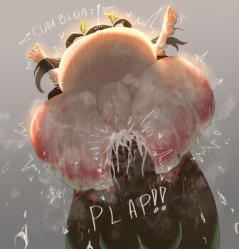 age_difference anal black_hair bodypaint cum cum_in_ass cum_inflation dark-skinned_male dark_skin full_nelson hachikuji_mayoi inflation kyojiri_loli kyokeer loli monogatari_(series) plump_pussy pussy thick_thighs thighs twintails