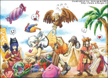 Rule 34 | !, !!, 2000s (style), 2005, 2boys, 2girls, anger vein, apple, artist name, axe, bald eagle, bard (ragnarok online), bikini, bird, black hat, blonde hair, blue hair, blue sky, box, brown eyes, brown hair, brown pants, brown shirt, brown shorts, cake, cake slice, candy, cape, cigarette, cloud, cowboy hat, cropped jacket, dancer (ragnarok online), desert, deviruchi hat, eagle, flower, food, fruit, full body, gift, gift box, hat, heart, holding, holding axe, hunter (ragnarok online), jacket, kokoga, long hair, lowres, merchant (ragnarok online), multiple boys, multiple girls, open mouth, outdoors, palm tree, pants, pants under shorts, pink cape, pink flower, poring, potion, pullcart, ragnarok online, see-through clothes, see-through pants, shirt, short hair, short sleeves, shorts, sky, spill, spilling, spoken anger vein, spoken heart, swimsuit, tent, tree, tripping, watermark, web address, white hair, white jacket, wrapped candy, yellow bikini