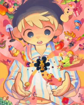 2girls 3boys black_eyes black_hair blonde_hair blue_hat blue_overalls blush brother_and_sister carrot child closed_eyes couch dice dog everdred_(mother_2) flower flying_man gift hat highres king_(mother_2) lamp magicant mani_mani_statue medium_hair monkey monster mother_(series) mother_2 mother_and_daughter mother_and_son multiple_boys multiple_girls navel ness's_mother ness_(mother_2) nintendo open_mouth overalls pajamas porky_minch shirt siblings sign sitting smile snowman sunglasses table teeth tomato tombstone tracy_(mother_2) ufo upper_teeth_only user_zpnu2438 white_shirt