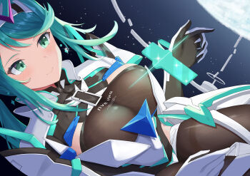 1girl breasts green_eyes green_hair large_breasts pneuma_(xenoblade) shiratamaaji solo xenoblade_chronicles_(series) xenoblade_chronicles_2