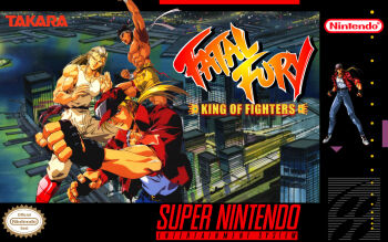 Rule 34 | andy bogard, box art, fatal fury, game console, highres, joe higashi, oobari masami, snk, super nintendo, takara, terry bogard, the king of fighters