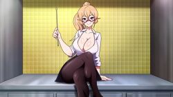 1girl aftersex anal animated anus arms_behind_head audible_speech blonde_hair bouncing_breasts breasts clothed_female_nude_male cum cum_in_ass cum_in_pussy cumdrip double_penetration english_audio fellatio gaping glasses group_sex hetero highres huge_filesize laceysx large_breasts long_hair multiple_boys nakiri_erina nipples nude open_mouth oral paizuri pantyhose penis ponytail purple_eyes pussy sex sex_from_behind shokugeki_no_souma sound spread_legs tagme teeth testicles tongue tongue_out torn_clothes torn_pantyhose upper_teeth_only vaginal video