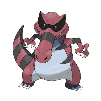 artist_request claws closed_mouth full_body gen_5_pokemon krookodile nintendo nostrils official_art pokemon pokemon_(creature) pokemon_bw pokemon_focus sharp_teeth simple_background smile solo standing teeth third-party_source white_background