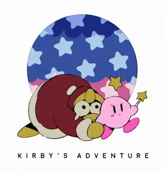 1boy bad_id bad_pixiv_id beak bird closed_mouth copyright_name hat holding king_dedede kirby kirby&#039;s_adventure kirby_(series) nightmare_(kirby) nightmare_orb nintendo no_humans penguin simple_background soumenhiyamugi star_(symbol) star_rod tears white_background
