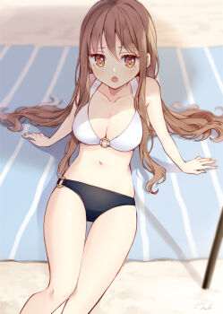 1girl bikini breasts cleavage commission hazuki_natsu highres large_breasts looking_at_viewer navel pixiv_commission swimsuit tagme