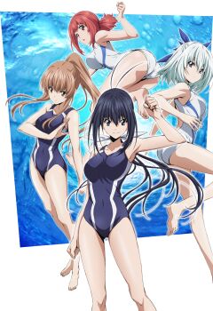 10s 4girls antenna_hair aoba_kazane ass barefoot black_hair blue_eyes blue_ribbon breasts brown_eyes brown_hair collarbone competition_swimsuit covered_navel feet hair_ribbon highres kaminashi_nozomi keijo!!!!!!!! key_visual long_hair looking_at_viewer miyata_sayaka multiple_girls official_art one-piece_swimsuit outside_border ponytail promotional_art red_eyes ribbon short_hair silver_hair smile swimsuit toyoguchi_non transparent_background white_one-piece_swimsuit