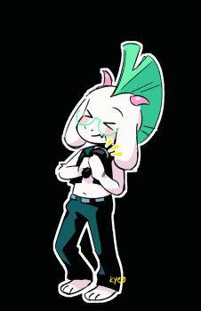 >_< 1boy animal_ears animated animated_gif closed_eyes deltarune furry furry_male goat_boy goat_ears goat_horns green_hair holding holding_microphone horns kyokyeo microphone mohawk official_alternate_costume open_mouth ralsei ralsei_(lightners_live) utdr_(toby_fox)
