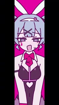 1girl animal_ears animated animated_gif blue_hair bouncing bouncing_breasts breasts channel_(caststation) duplicate hatsune_miku heart heart-shaped_pupils high_heels medium_breasts multicolored_hair necktie non-web_source pantyhose playboy_bunny rabbit_ears rabbit_hole_(vocaloid) rabbit_tail riding sexually_suggestive symbol-shaped_pupils tail third-party_edit twintails vocaloid