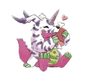 Rule 34 | claws, digimon, digimon (creature), food, highres, psychemon, solo, tail