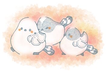 animal animal_focus bird closed_eyes commentary_request long-tailed_tit no_humans original tit_(bird) touko_(nagomino) walking