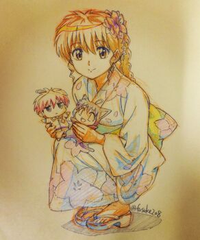 Rule 34 | >:<, 1girl, :<, :d, animal ears, artist name, braid, brown hair, cat ears, cat tail, character doll, closed mouth, doll, floral print, full body, fusuke208, hair ornament, highres, holding, holding doll, japanese clothes, jitome, kanzashi, kimono, kyoukai no rinne, mamiya sakura, obi, open mouth, outstretched arms, red hair, rokudou rinne, rokumon, sandals, sash, short hair, smile, squatting, tail, traditional media, twitter username, v-shaped eyebrows, yukata, | |