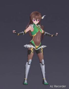 1boy androgynous animated artist_request blush bodysuit boots brown_hair covered_navel dancing full_body gloves grey_background leotard long_hair reference_sheet see-through_clothes see-through_leotard shiny_clothes shiny_skin standing tagme taimanin_(series) taimanin_rpgx trap uehara_shikanosuke very_long_hair video
