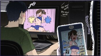 cheer-chan_(tawawa) cheerleader computer cover cowgirl_position dvd_case dvd_cover getsuyoubi_no_tawawa gravure_idol highres idol parody pom_pom_(cheerleading) pornography sex straddling third-party_edit