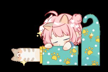 1girl ahoge animal_ears animated animated_gif blinking blue_eyes blue_shirt blush_stickers bored box braid cat cat_ears ccha chibi chinese_commentary closed_mouth commentary_request diamond_(gemstone) ear_wiggle fox_mask gem hair_bun in_box in_container long_sleeves looping_animation mask mask_on_head orange_gemstone original paw_print paw_print_pattern pink_hair polka_dot polka_dot_shirt shirt short_hair side_braids single_side_bun three-quarter_sleeves solo sparkle transparent_background twin_braids upper_body white_mask