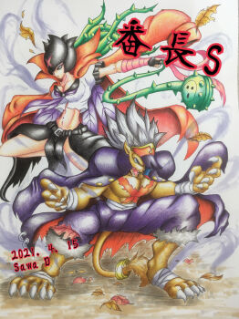 Rule 34 | 1boy, 1girl, absurdres, bancholeomon, bancholilimon, digimon, highres, jewelry, lion, ring, yo-yo