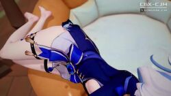 1boy 1girl 3d animated artist_name ass audible_music bare_legs bent_over blue_eyes blue_hair blue_hat blue_nails breasts breasts_out cbx_cjw cleft_of_venus clothed_female_nude_male fellatio fingernails furina_(genshin_impact) genshin_impact girl_on_top hat hetero indoors koikatsu_(medium) long_hair lying male_pubic_hair moaning multiple_views nipples nude on_side oral penis petite pubic_hair pussy reverse_cowgirl_position sex sex_from_behind small_breasts sound standing straddling tagme thigh_strap twitter_username uncensored vaginal video