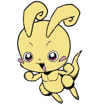 blush bun_(digimon) c'mon_digimon:_the_capering_monster_bun digimon fang happy jumping official_art pink_eyes tail third-party_edit tongue transparent_background yabuno_ten'ya