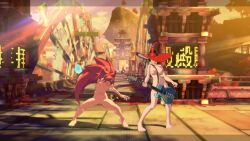 2girls 3d abs amputee animated baiken black_hair breasts female_pubic_hair guilty_gear guilty_gear_strive guitar hat highres i-no instrument multiple_girls muscular muscular_female nipples nude nude_filter nude_mod pubic_hair red_hair sound sword tagme tattoo third-party_edit video weapon witch_hat