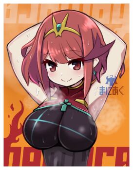 breasts highres large_breasts ma2acworks pyra_(pro_swimmer)_(xenoblade) pyra_(xenoblade) red_eyes red_hair short_hair solo xenoblade_chronicles_(series) xenoblade_chronicles_2